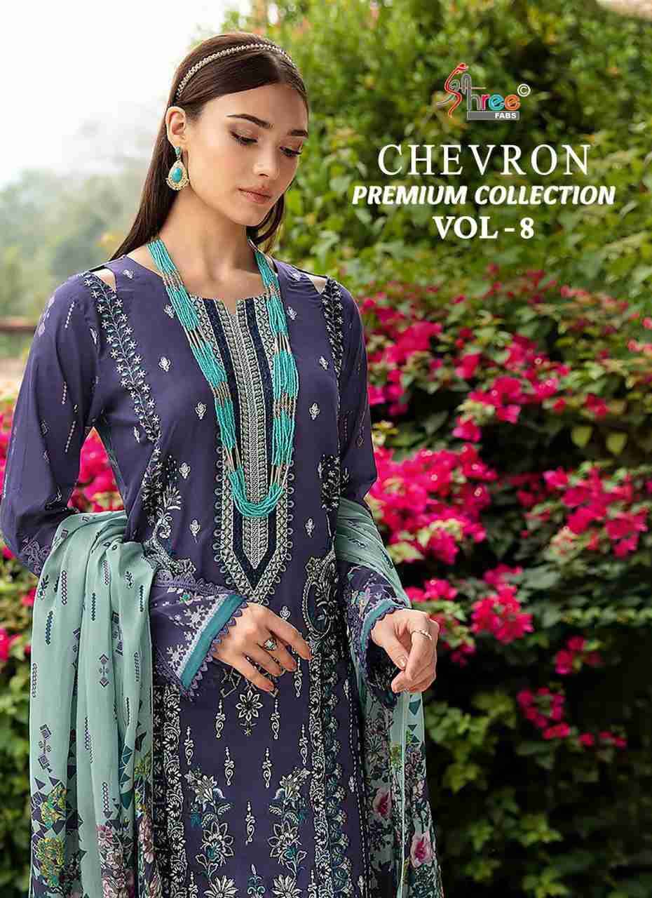 Chevron Premium Collection Vol-8 By Shree Fabs 3693 To 3700 Series Beautiful Pakistani Suits Colorful Stylish Fancy Casual Wear & Ethnic Wear Pure Cotton Embroidered Dresses At Wholesale Price