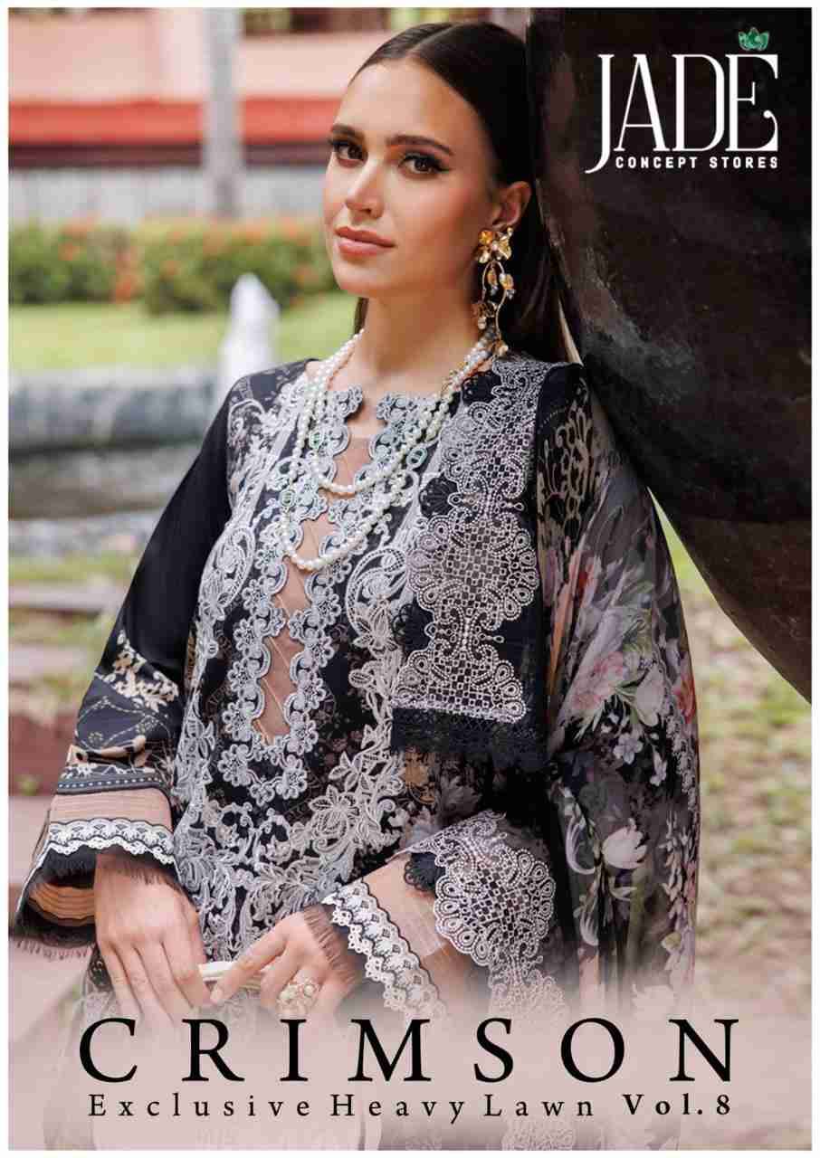 Crimson Lawn Vol-8 By Jade 801 To 806 Series Beautiful Festive Suits Colorful Stylish Fancy Casual Wear & Ethnic Wear Pure Lawn Embroidered Dresses At Wholesale Price