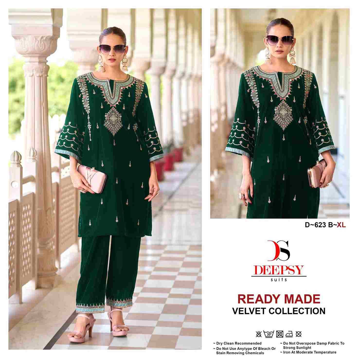 Deepsy Hit Design 623 Colours By Deepsy Suits 623-A To 623-D Series Designer Pakistani Suits Collection Beautiful Stylish Fancy Colorful Party Wear & Occasional Wear Velvet Kurtis With Bottom At Wholesale Price