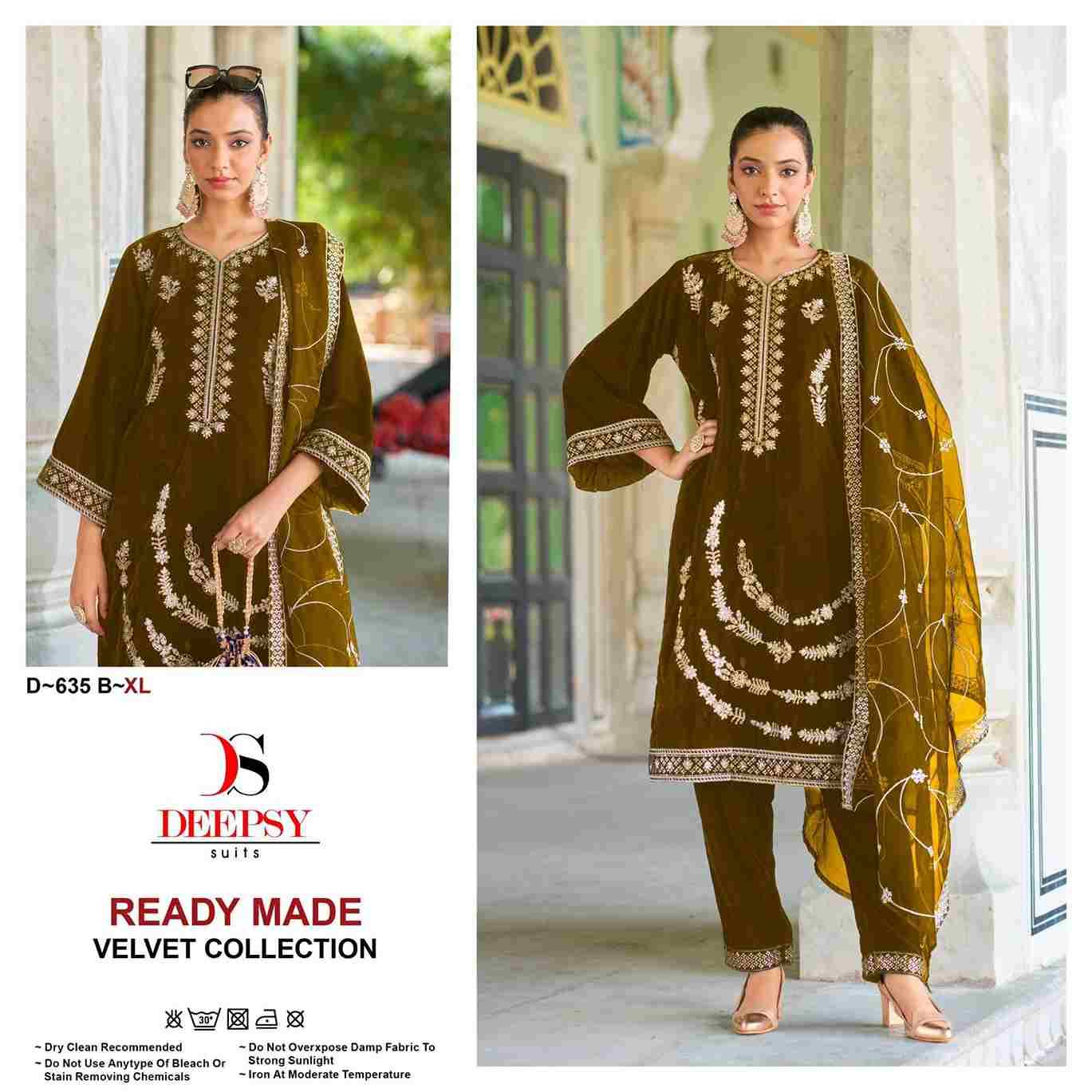 Deepsy Hit Design 635 Colours By Deepsy Suits 635-A To 635-D Series Pakistani Suits Beautiful Fancy Colorful Stylish Party Wear & Occasional Wear Velvet Embroidery Dresses At Wholesale Price