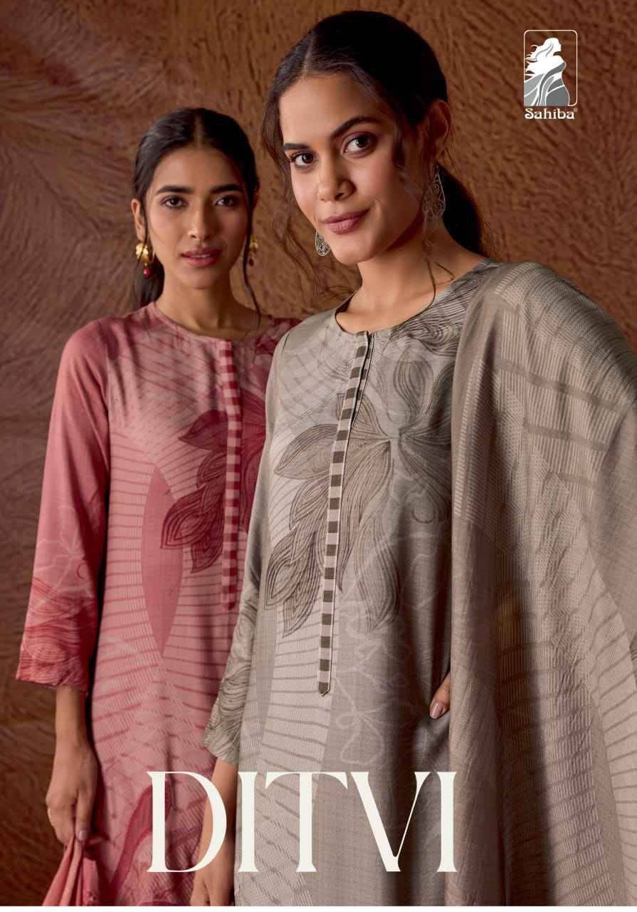 Ditvi By Sahiba Fabrics Beautiful Festive Suits Colorful Stylish Fancy Casual Wear & Ethnic Wear Staple Twill Dresses At Wholesale Price