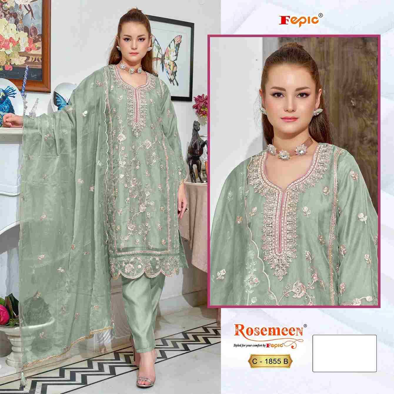 Fepic 1855 Colours By Fepic 1855-A To 1855-D Series Beautiful Pakistani Suits Colorful Stylish Fancy Casual Wear & Ethnic Wear Organza Embroidered Dresses At Wholesale Price