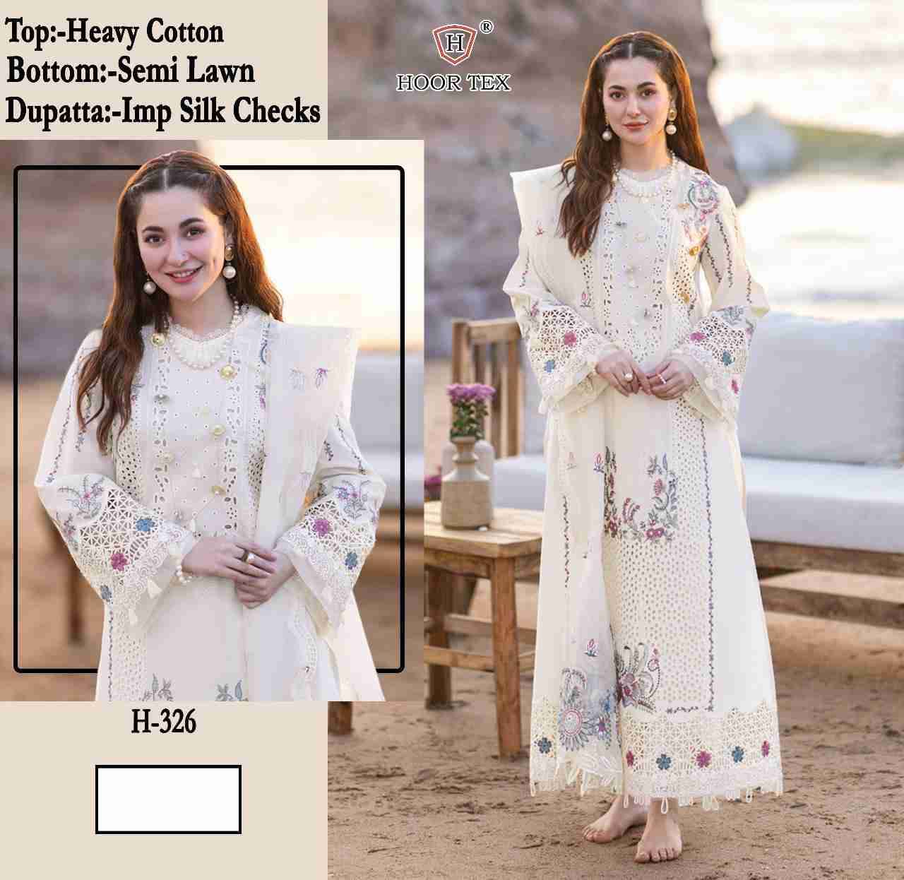 Hoor Tex Hit Design H-326 By Hoor Tex Designer Festive Pakistani Suits Collection Beautiful Stylish Fancy Colorful Party Wear & Occasional Wear Heavy Cotton With Embroidered Dresses At Wholesale Price