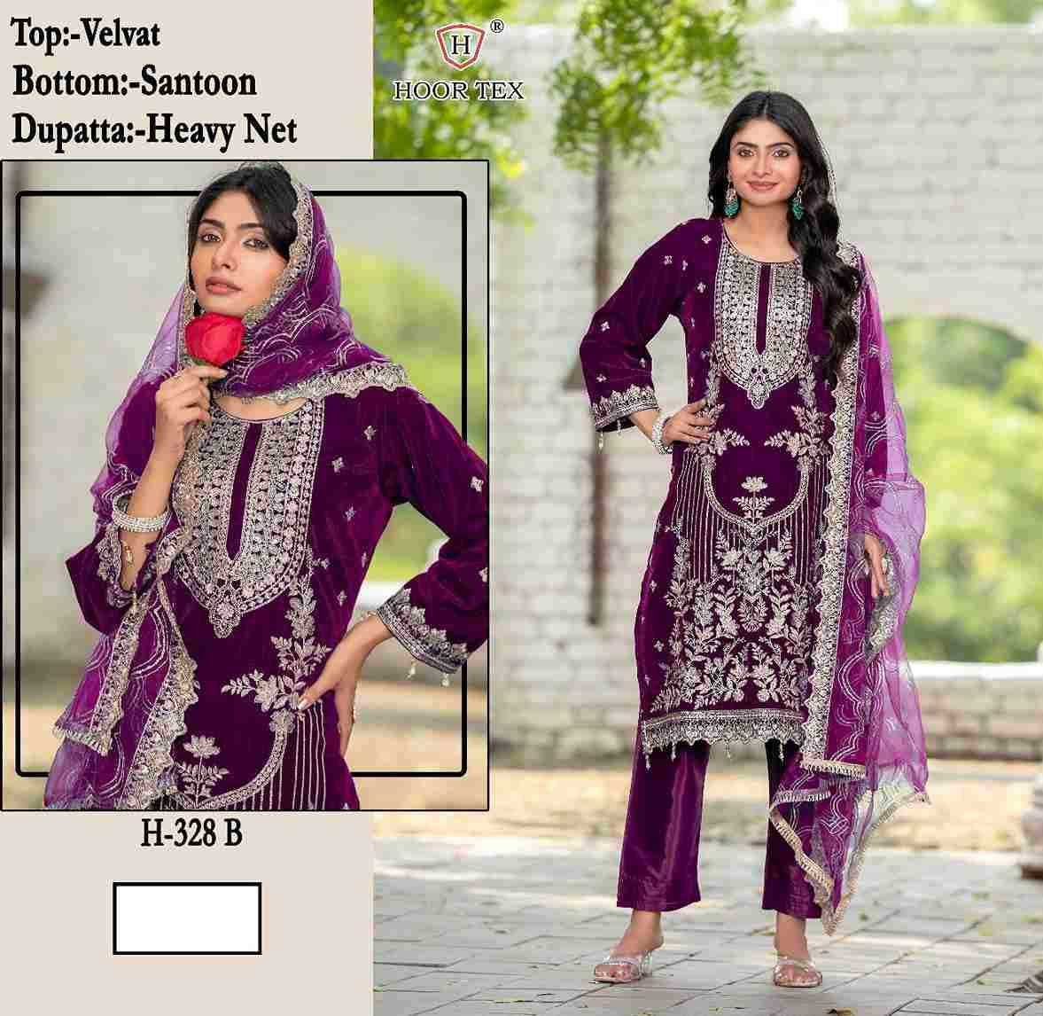 Hoor Tex Hit Design H-328 Colours By Hoor Tex H-328-A To H-328-C Series Designer Festive Pakistani Suits Collection Beautiful Stylish Fancy Colorful Party Wear & Occasional Wear Velvet With Embroidered Dresses At Wholesale Price