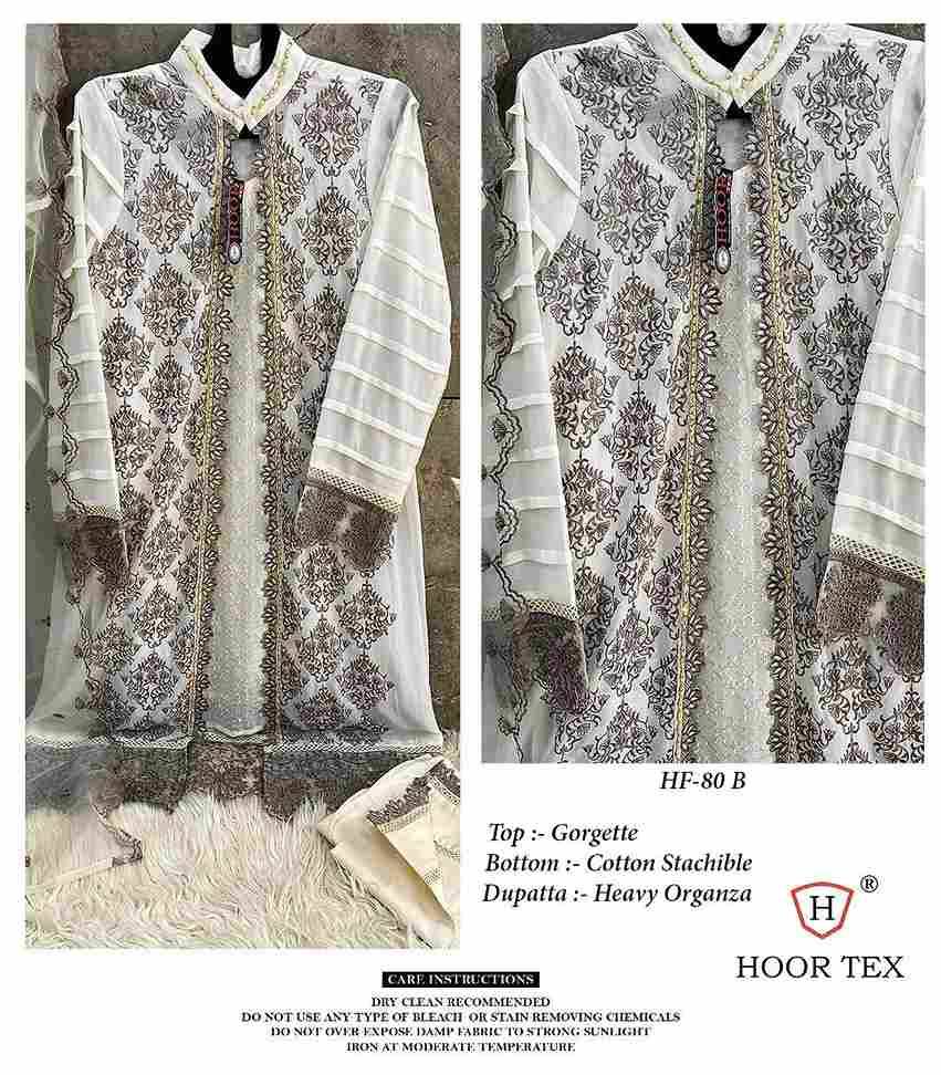 Hoor Tex Hit Design HF-80 Colours By Hoor Tex HF-80-A To HF-80-E Series Designer Festive Pakistani Suits Collection Beautiful Stylish Fancy Colorful Party Wear & Occasional Wear Georgette With Embroidered Dresses At Wholesale Price