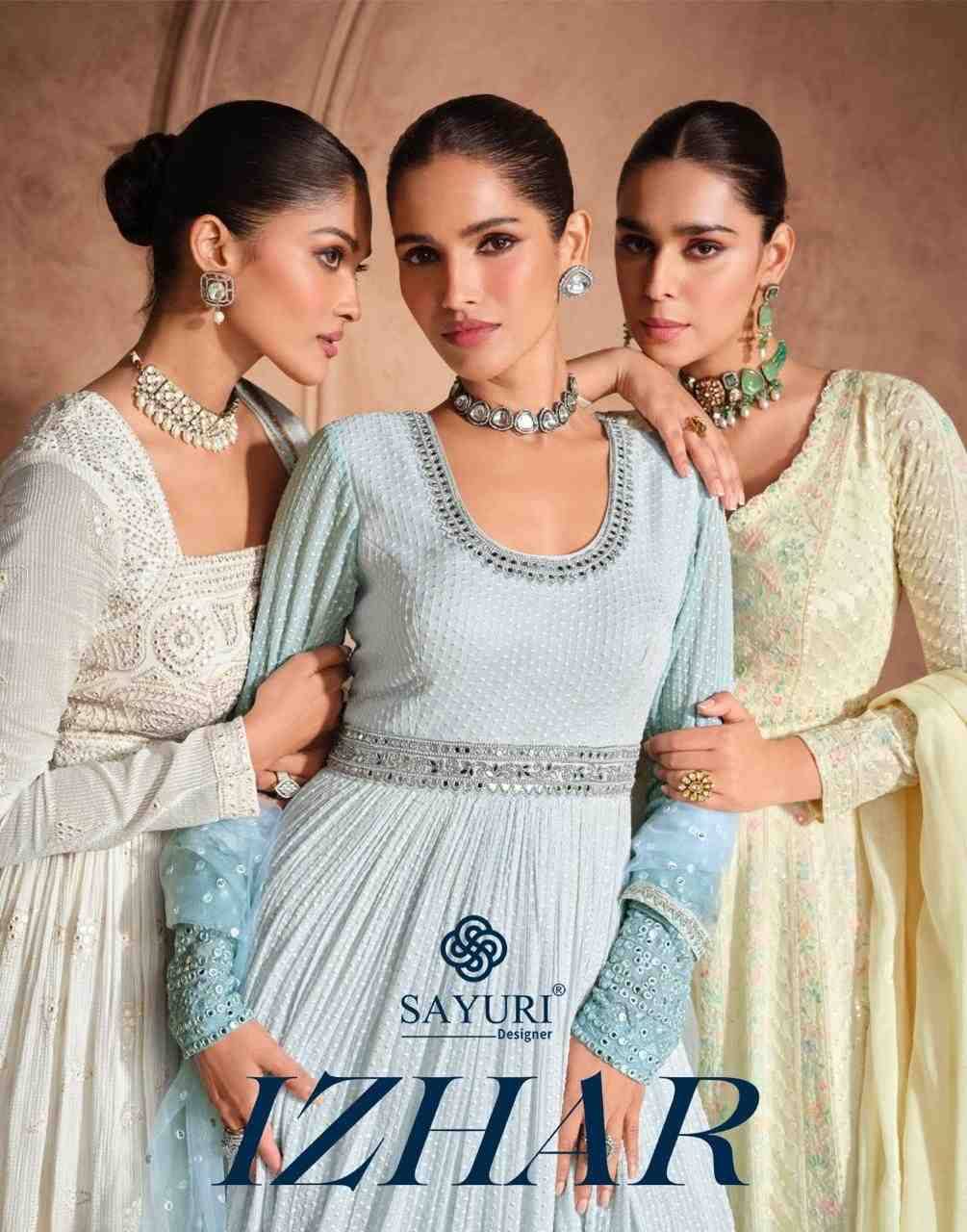 Izhar By Sayuri 5676 To 5678 Series Designer Stylish Fancy Colorful Beautiful Party Wear & Ethnic Wear Collection Georgette/Chinnon Silk Gown With Dupatta At Wholesale Price