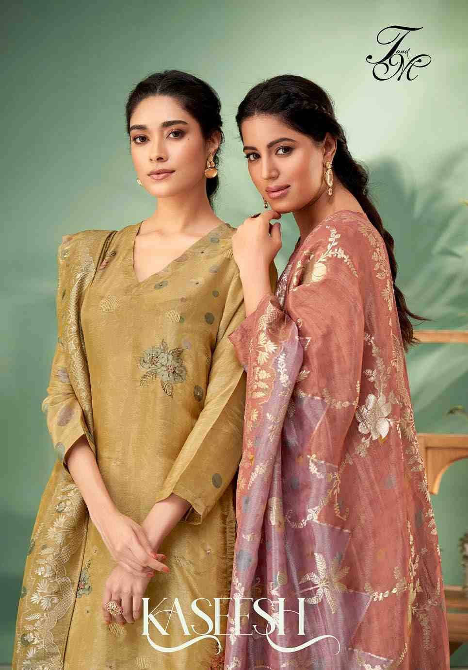 Kaseesh By T And M Designer Studio Beautiful Festive Suits Colorful Stylish Fancy Casual Wear & Ethnic Wear Simmer Tissue Dresses At Wholesale Price