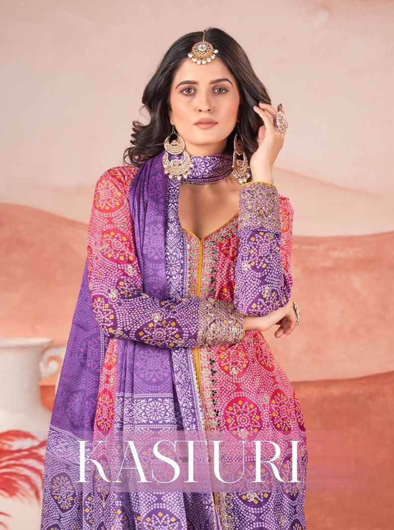 Kasturi By Fashid Wholesale 10001 To 10004 Series Beautiful Sharara Suits Colorful Stylish Fancy Casual Wear & Ethnic Wear Chinnon Silk Embroidery Dresses At Wholesale Price