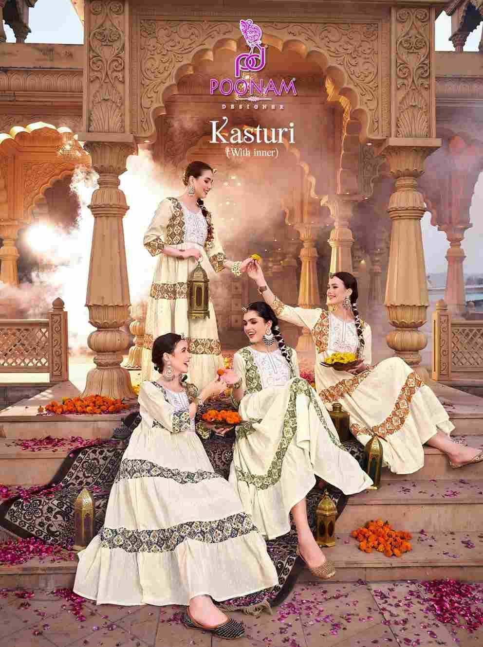 Kasturi By Poonam Designer 1001 To 1004 Series Designer Stylish Fancy Colorful Beautiful Party Wear & Ethnic Wear Collection Cotton Jacquard Gown At Wholesale Price