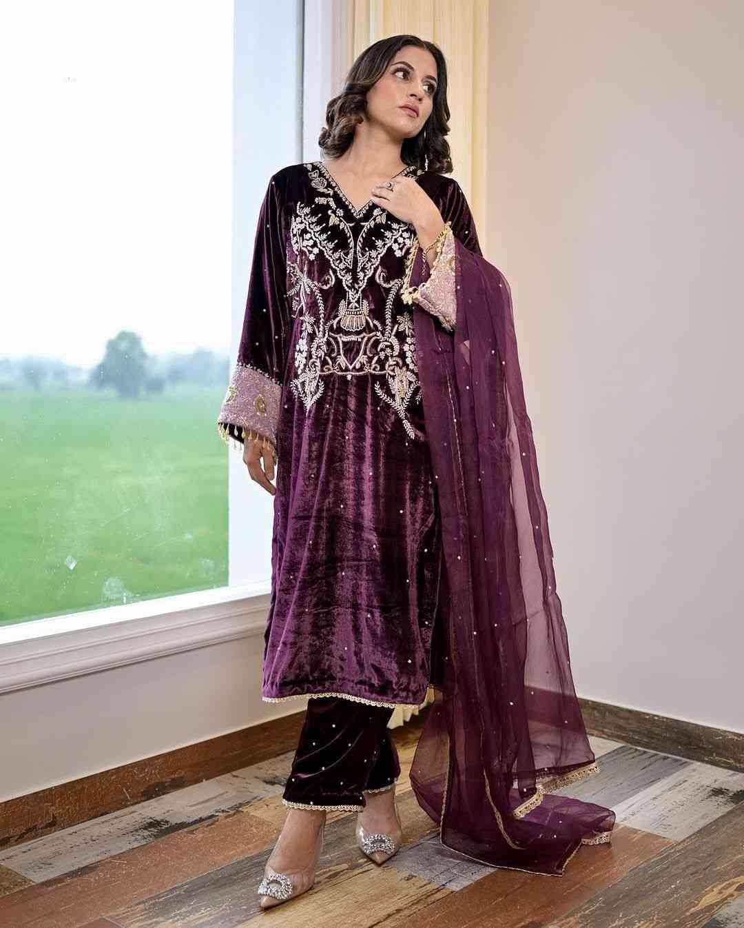 L-1888 By Fashid Wholesale Beautiful Stylish Fancy Colorful Casual Wear & Ethnic Wear Velvet Dresses At Wholesale Price