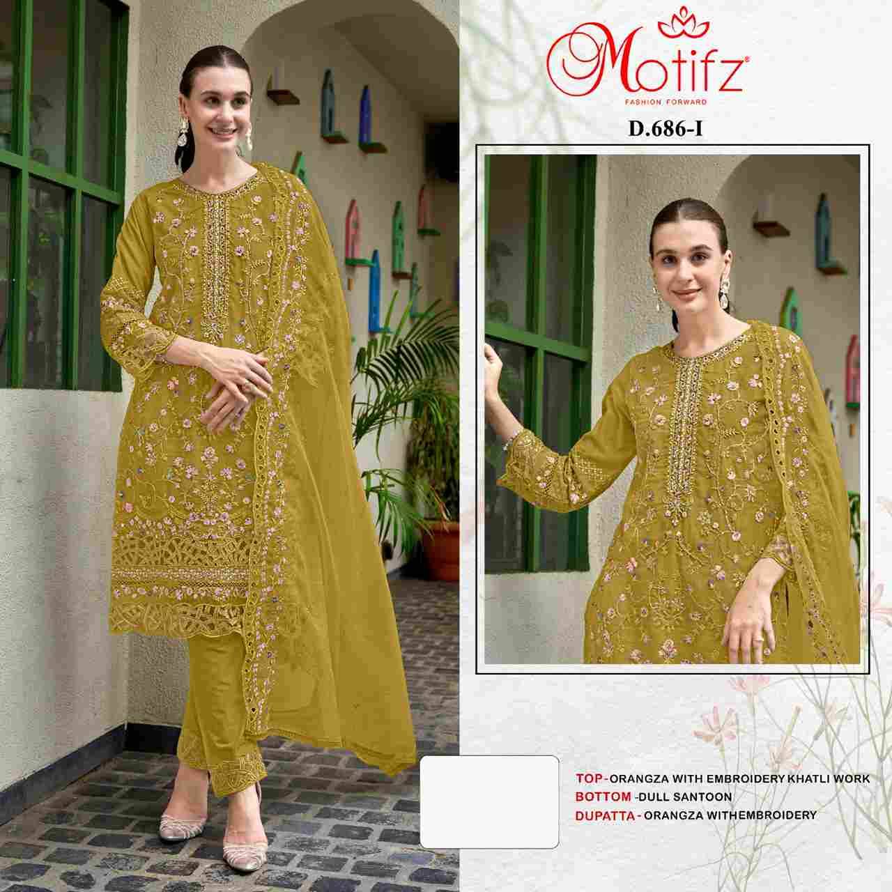 Motifz Hit Design 686 Colours Vol-3 By Motifz 686-H To 686-K Series Beautiful Pakistani Suits Colorful Stylish Fancy Casual Wear & Ethnic Wear Organza Dresses At Wholesale Price