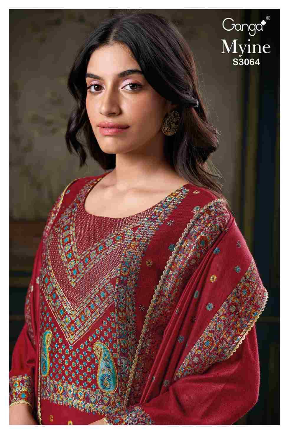 Myine-3064 By Ganga Fashion 3064-A To 3064-D Series Beautiful Festive Suits Colorful Stylish Fancy Casual Wear & Ethnic Wear Pure Pashmina Jacquard Dresses At Wholesale Price