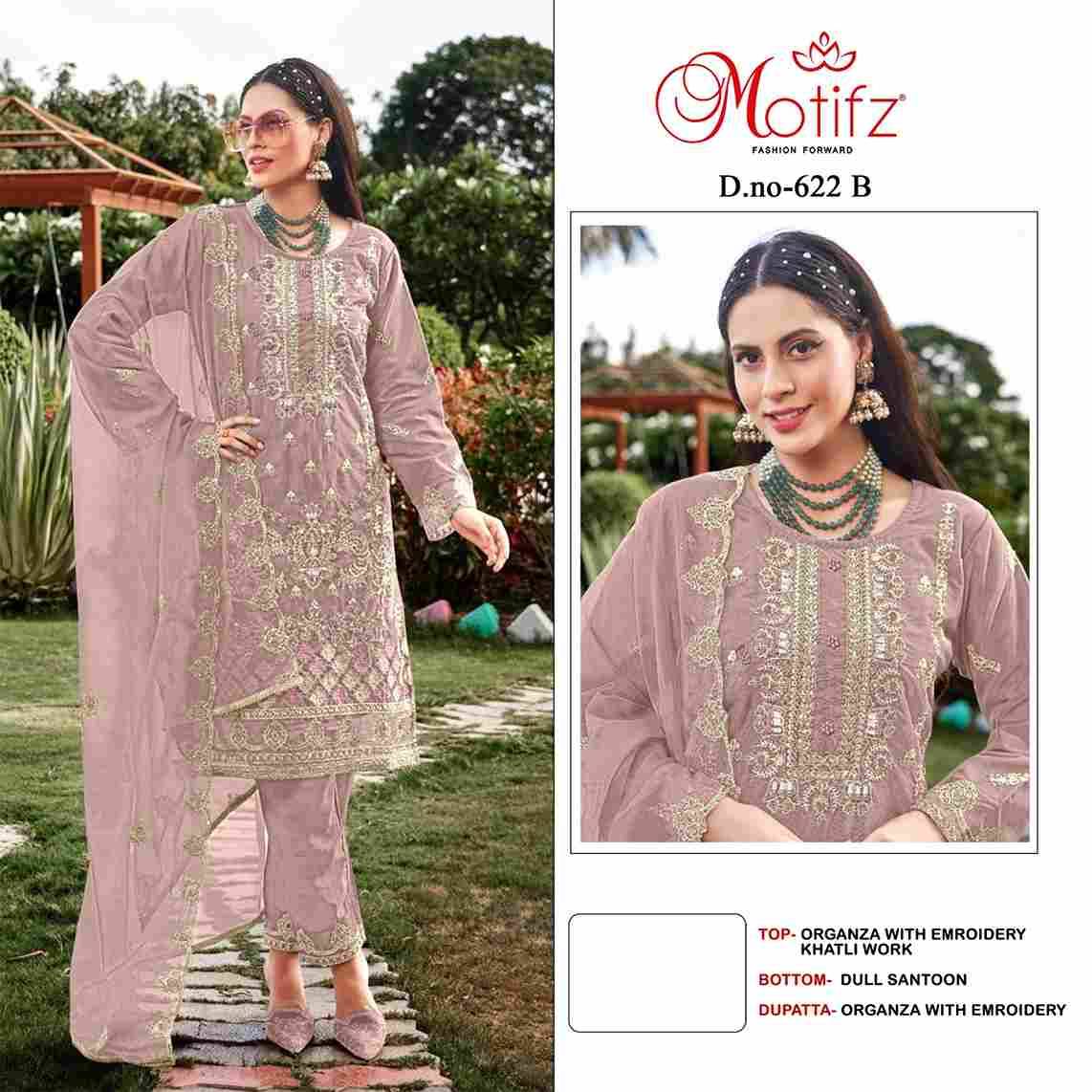 Motifz Hit Design 622 Colours By Motifz 622-A To 622-D Series Beautiful Pakistani Suits Colorful Stylish Fancy Casual Wear & Ethnic Wear Organza Dresses At Wholesale Price