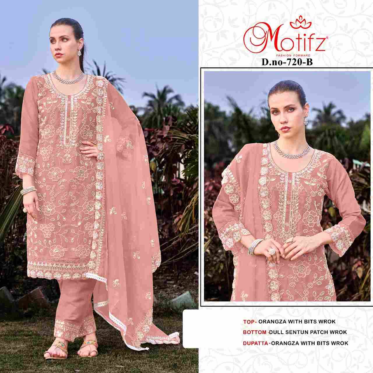 Motifz Hit Design 720 Colours By Motifz 720-A To 720-D Series Beautiful Pakistani Suits Colorful Stylish Fancy Casual Wear & Ethnic Wear Organza Dresses At Wholesale Price