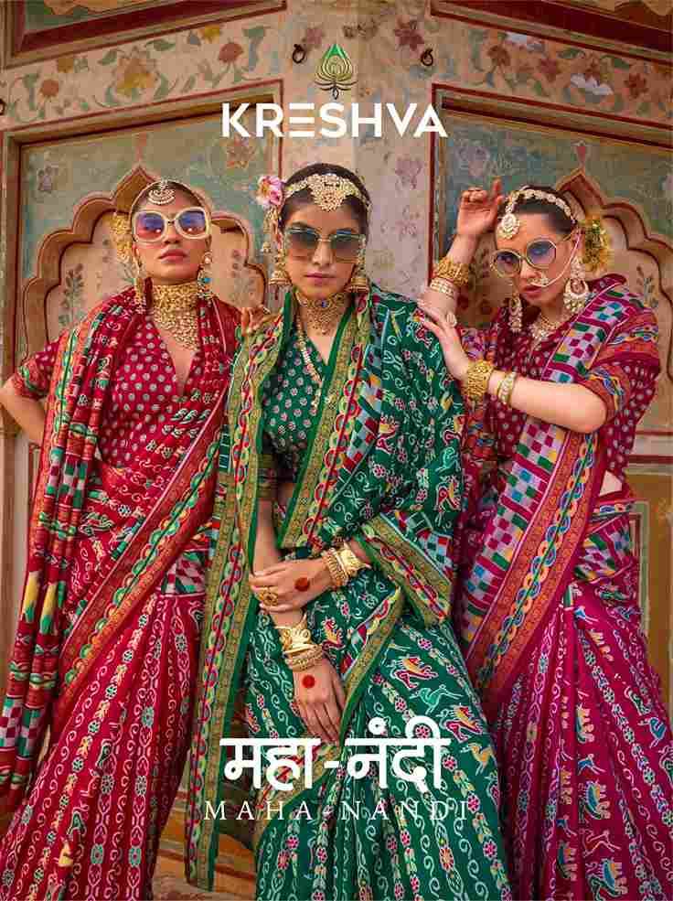 Maha-Nandi By Kreshva 701 To 706 Series Indian Traditional Wear Collection Beautiful Stylish Fancy Colorful Party Wear & Occasional Wear Silk Sarees At Wholesale Price