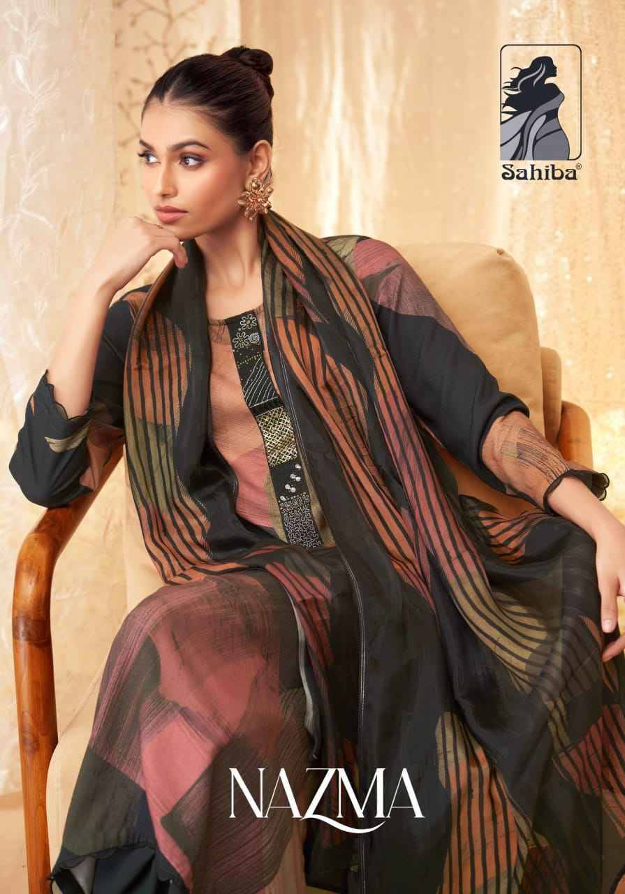 Nazma By Sahiba Fabrics Beautiful Festive Suits Colorful Stylish Fancy Casual Wear & Ethnic Wear Staple Twill Dresses At Wholesale Price