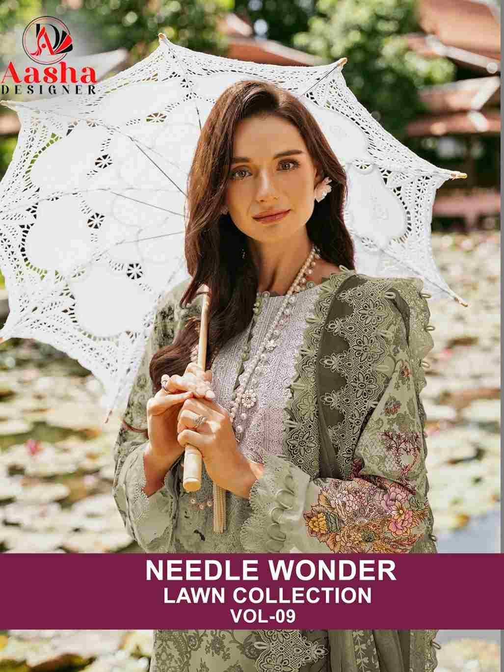 Needle Wonder Lawn Collection Vol-9 By Aasha Designer 1138-A To 1138-B Series Pakistani Suits Beautiful Fancy Colorful Stylish Party Wear & Occasional Wear Pure Cotton Embroidery Dresses At Wholesale Price