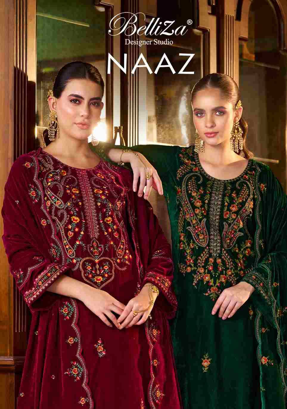 Naaz By Belliza 972-001 To 972-004 Series Beautiful Festive Suits Stylish Fancy Colorful Casual Wear & Ethnic Wear Pure Velvet Print Dresses At Wholesale Price