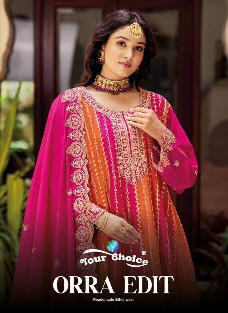 Orra Edit By Your Choice 1001 To 1002 Series Designer Sharara Suits Collection Beautiful Stylish Fancy Colorful Party Wear & Occasional Wear Chinnon Dresses At Wholesale Price