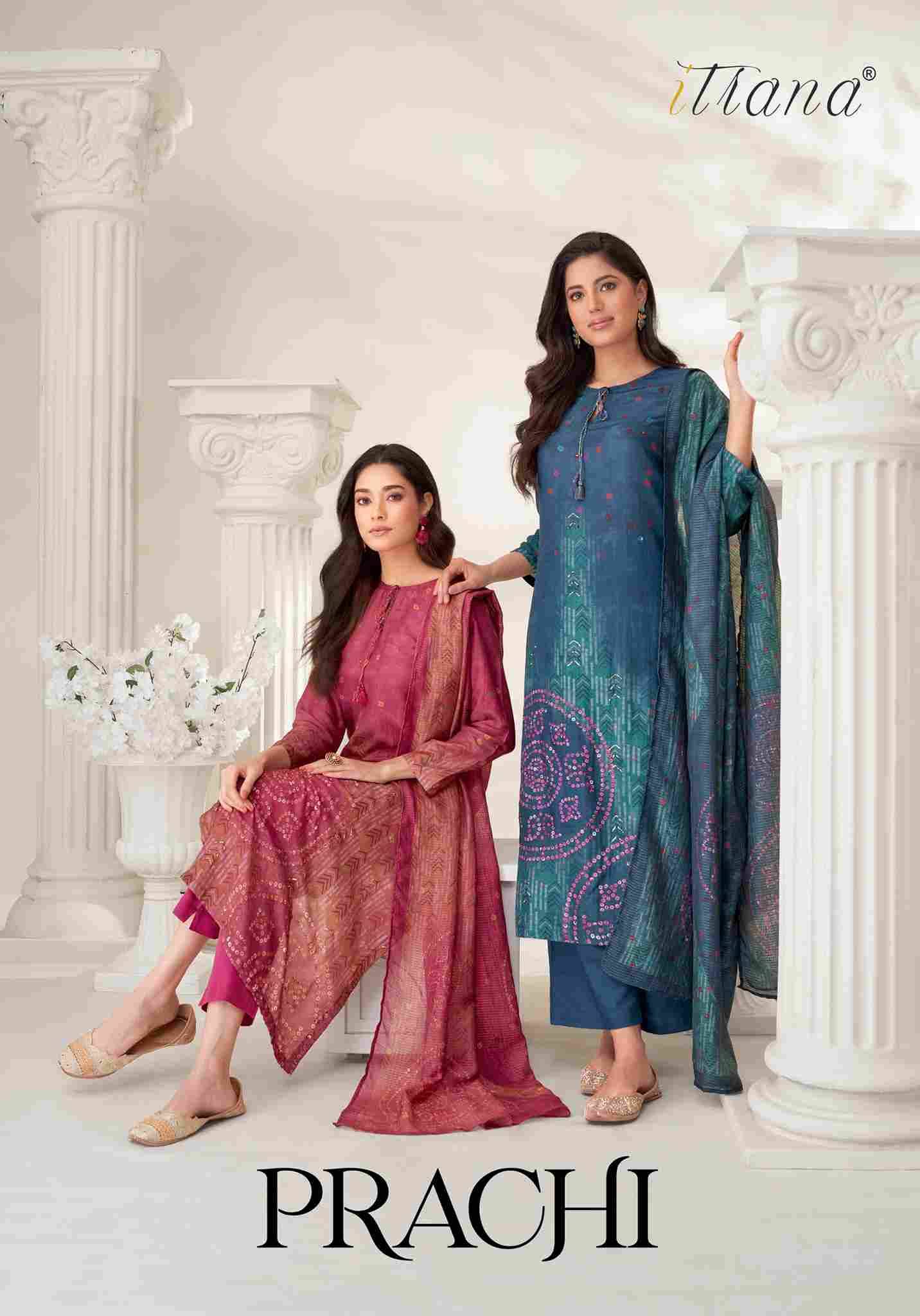 Prachi By Itrana Beautiful Festive Suits Colorful Stylish Fancy Casual Wear & Ethnic Wear Pure Muslin Silk Dresses At Wholesale Price