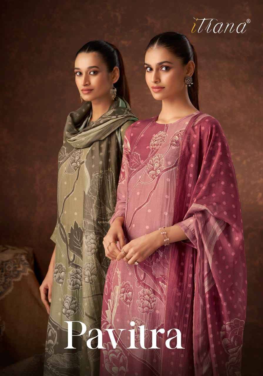 Pavitra By Itrana Beautiful Festive Suits Colorful Stylish Fancy Casual Wear & Ethnic Wear Pure Muslin Silk Dresses At Wholesale Price