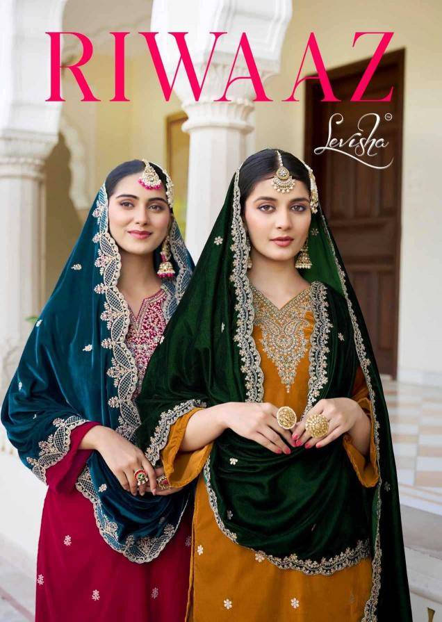 Riwaaz By Levisha 2013 To 2018 Series Festive Suits Beautiful Fancy Colorful Stylish Party Wear & Occasional Wear Pure Velvet Dresses At Wholesale Price