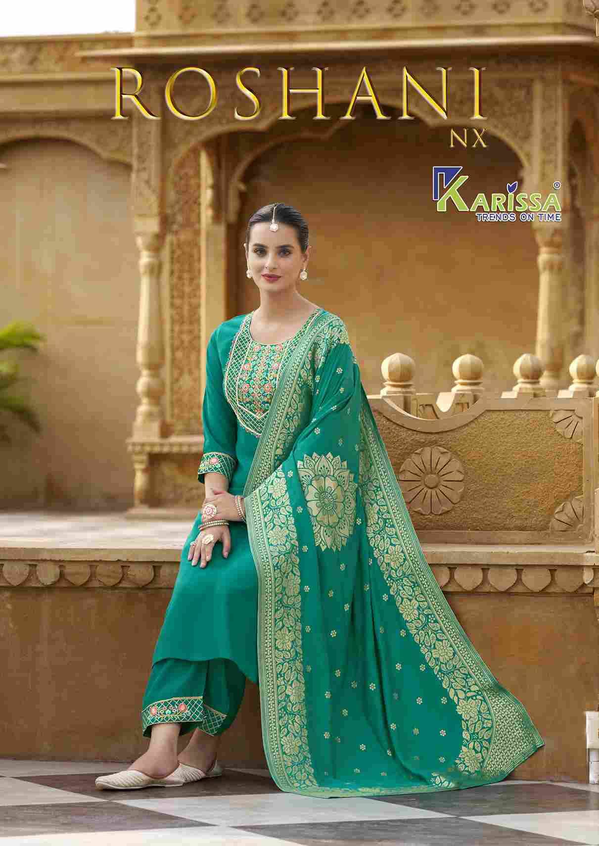 Roshani Nx By Karissa Beautiful Festive Suits Colorful Stylish Fancy Casual Wear & Ethnic Wear Viscose Silk With Work Dresses At Wholesale Price