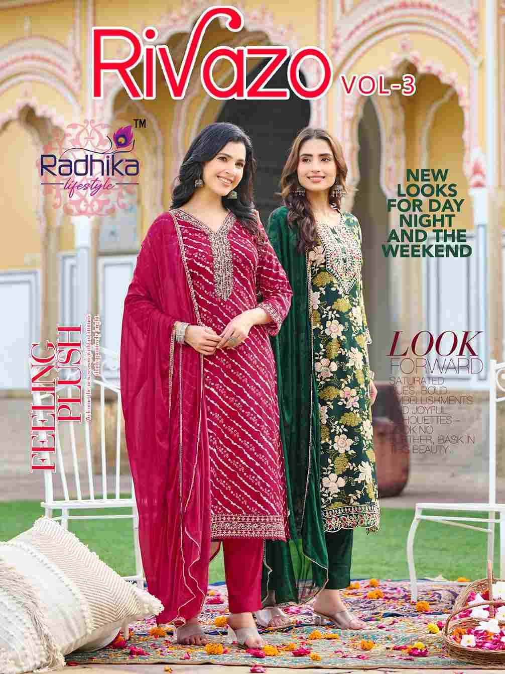 Rivazo Vol-3 By Radhika Lifestyle 3001 To 3006 Series Designer Stylish Fancy Colorful Beautiful Party Wear & Ethnic Wear Collection Rayon Print Dresses At Wholesale Price