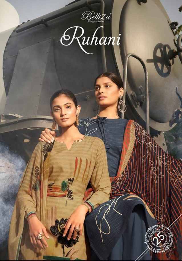 Ruhani By Belliza 580-001 To 580-010 Series Beautiful Festive Suits Stylish Fancy Colorful Casual Wear & Ethnic Wear Pure Pashmina Print Dresses At Wholesale Price