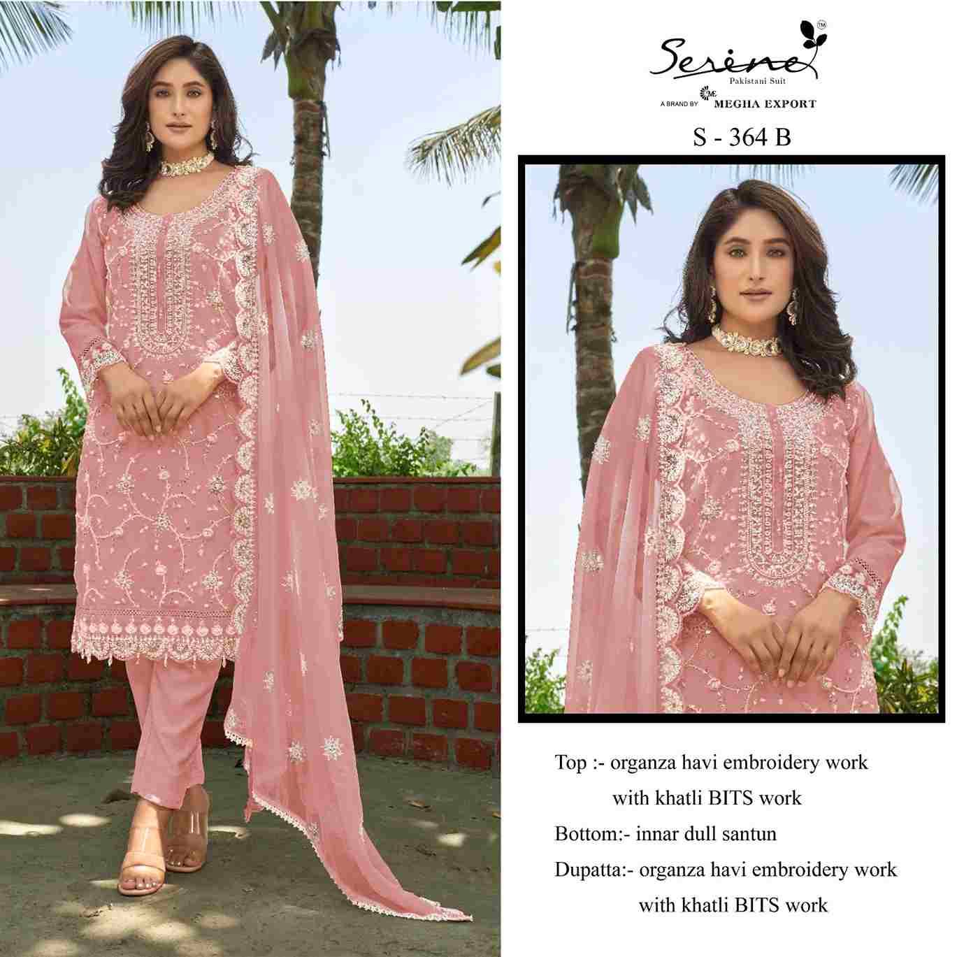 Serene Hit Design S-364 Colours By Serene S-364-A To S-364-D Series Designer Pakistani Suits Beautiful Fancy Colorful Stylish Party Wear & Occasional Wear Organza Embroidered Dresses At Wholesale Price