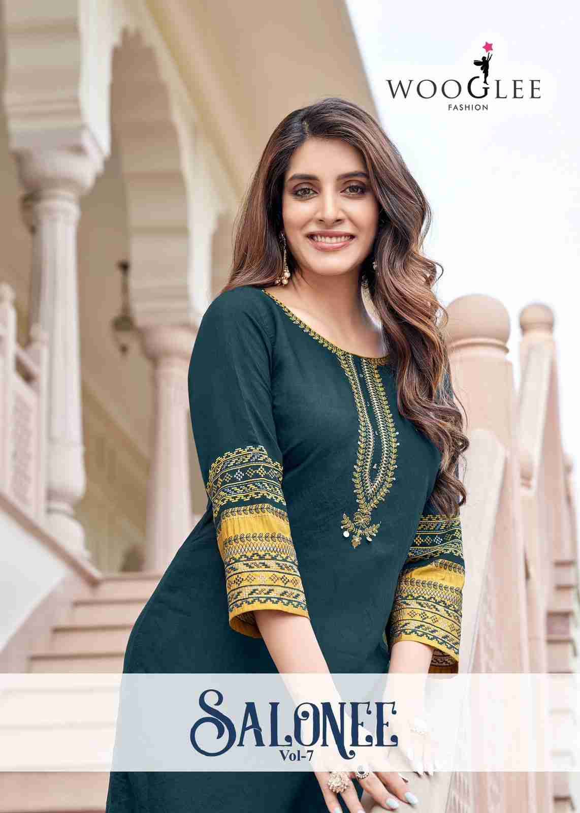 Salonee Vol-7 By Wooglee 3031 To 3036 Series Designer Stylish Fancy Colorful Beautiful Party Wear & Ethnic Wear Collection Rayon With Work Kurtis At Wholesale Price