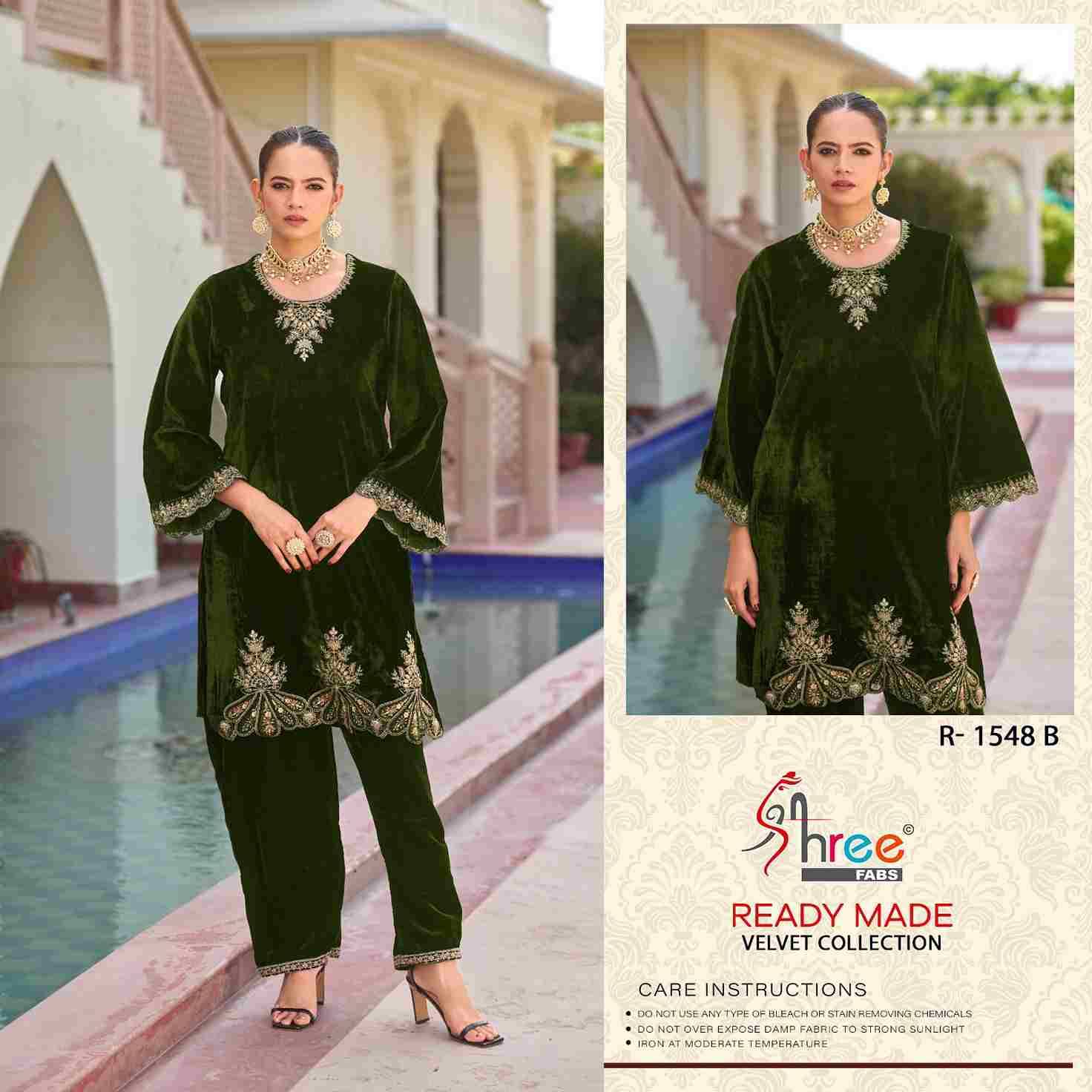 Shree Fabs Hit Design R-1548 Colours By Shree Fabs R-1548-A To R-1548-D Series Designer Pakistani Suits Collection Beautiful Stylish Fancy Colorful Party Wear & Occasional Wear Velvet Kurtis With Bottom At Wholesale Price
