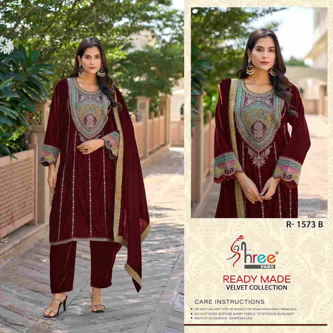 Shree Fabs Hit Design R-1573 Colours By Shree Fabs R-1573-A To R-1573-D Series Beautiful Pakistani Suits Stylish Fancy Colorful Party Wear & Occasional Wear Velvet Embroidered Dresses At Wholesale Price