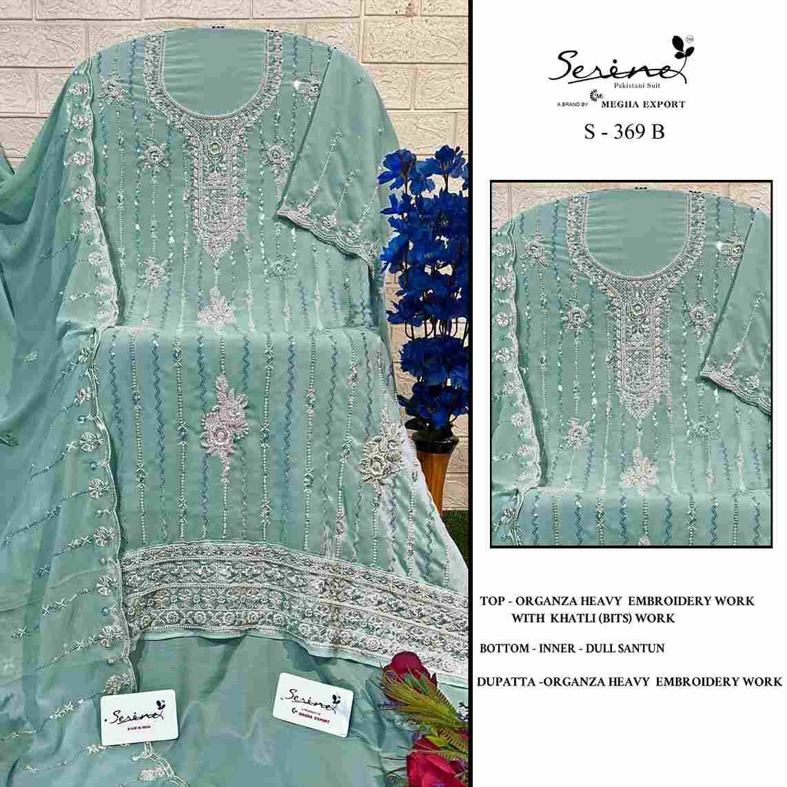 Serene Hit Design S-369 Colours By Serene S-369-A To S-369-D Series Designer Pakistani Suits Beautiful Fancy Colorful Stylish Party Wear & Occasional Wear Organza Silk Embroidered Dresses At Wholesale Price