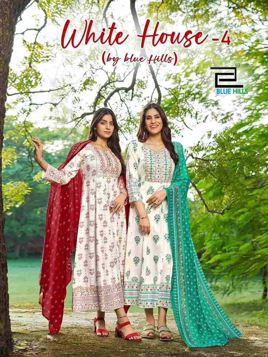 White House Vol-4 By Blue Hills 8001 To 8002 Series Designer Stylish Fancy Colorful Beautiful Party Wear & Ethnic Wear Collection Rayon Foil Gown With Dupatta At Wholesale Price