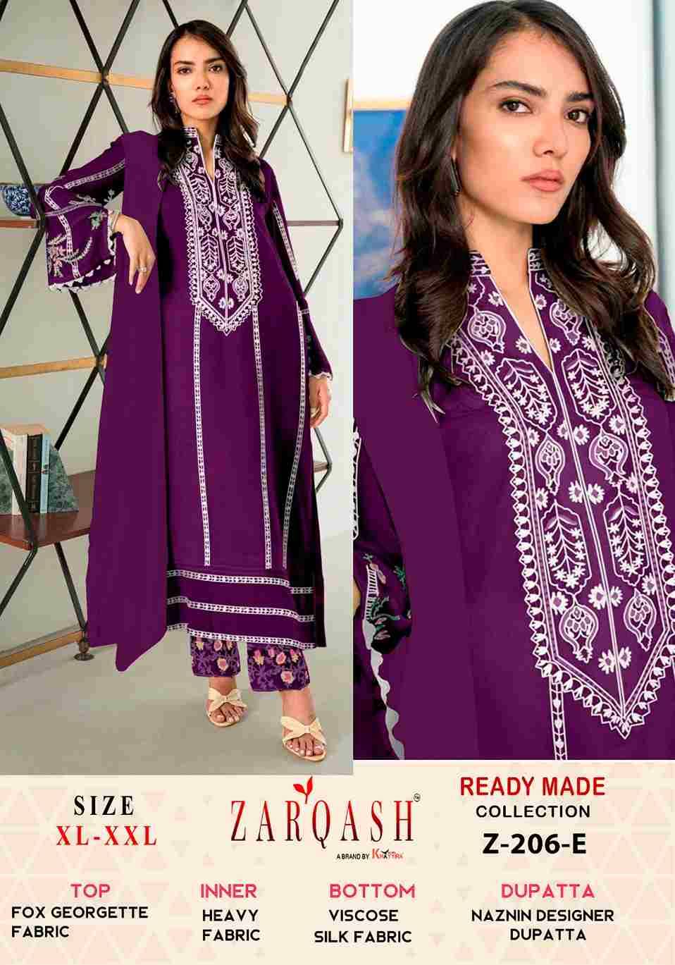 Zarqash Hit Design Z-206 Colours Vol-2 By Zarqash Z-206-D To Z-206-F Series Beautiful Pakistani Suits Colorful Stylish Fancy Casual Wear & Ethnic Wear Faux Georgette Dresses At Wholesale Price