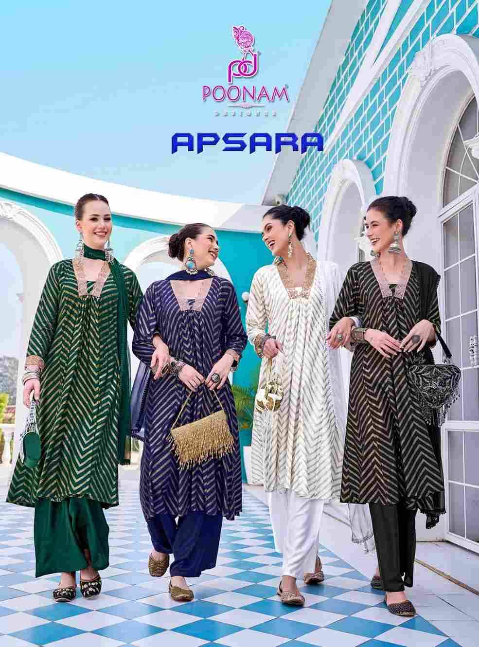 Apsara By Poonam Designer 1001 To 1006 Series Beautiful Festive Suits Colorful Stylish Fancy Casual Wear & Ethnic Wear Pure Rayon Foil Embroidered Dresses At Wholesale Price