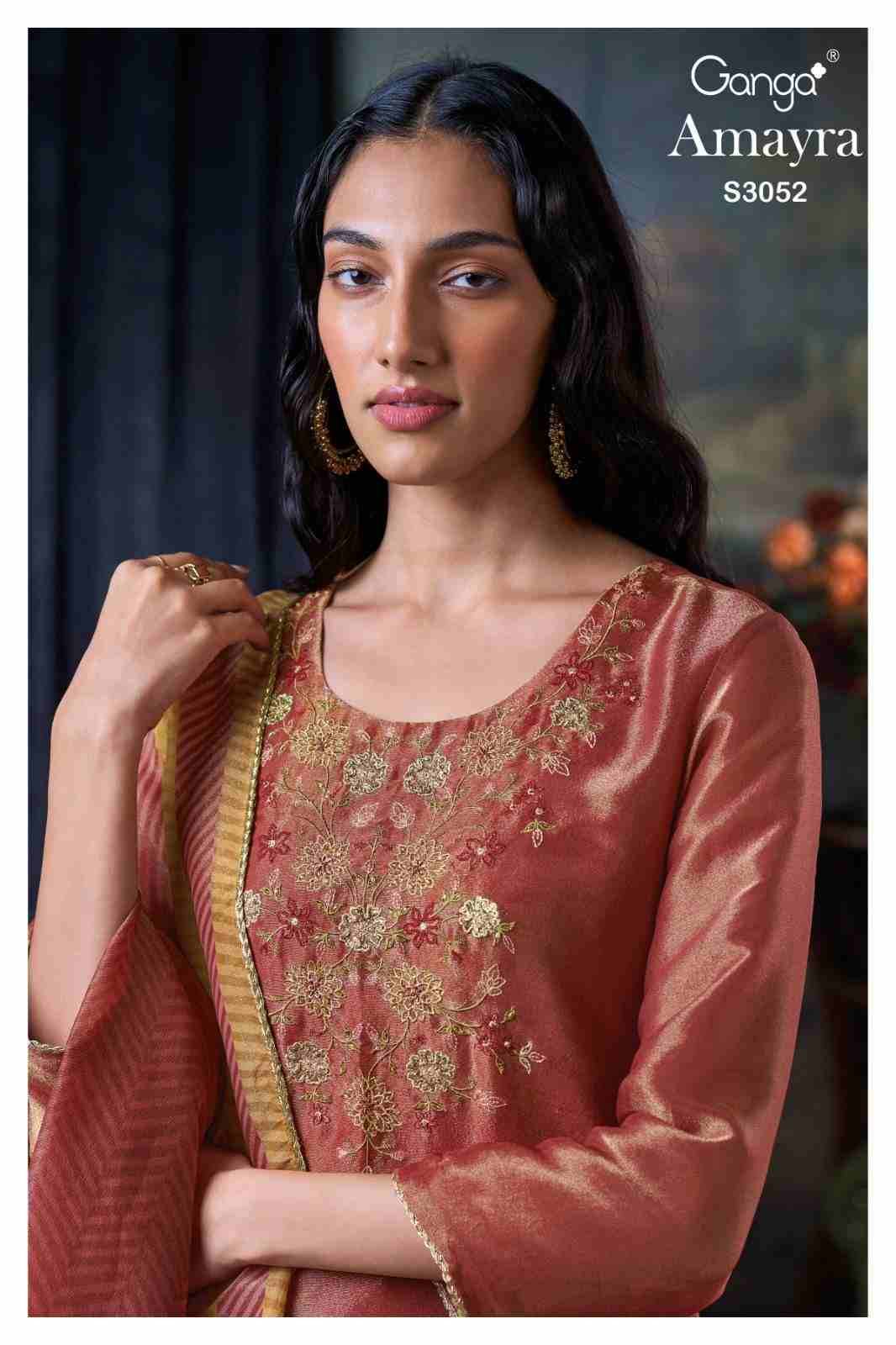 Amayra-3052 By Ganga Fashion 3052-A To 3052-B Series Beautiful Festive Suits Colorful Stylish Fancy Casual Wear & Ethnic Wear Pure Bemberg Jacquard Silk Dresses At Wholesale Price