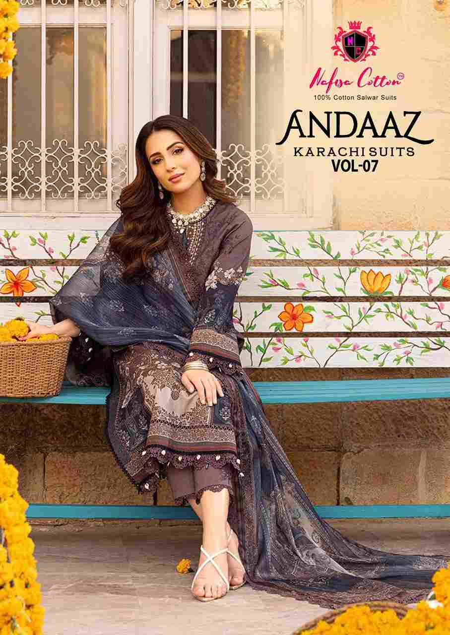 Andaaz Vol-7 By Nafisa Cotton 7001 To 7006 Series Beautiful Festive Suits Stylish Fancy Colorful Casual Wear & Ethnic Wear Pure Cotton Digital Print Dresses At Wholesale Price