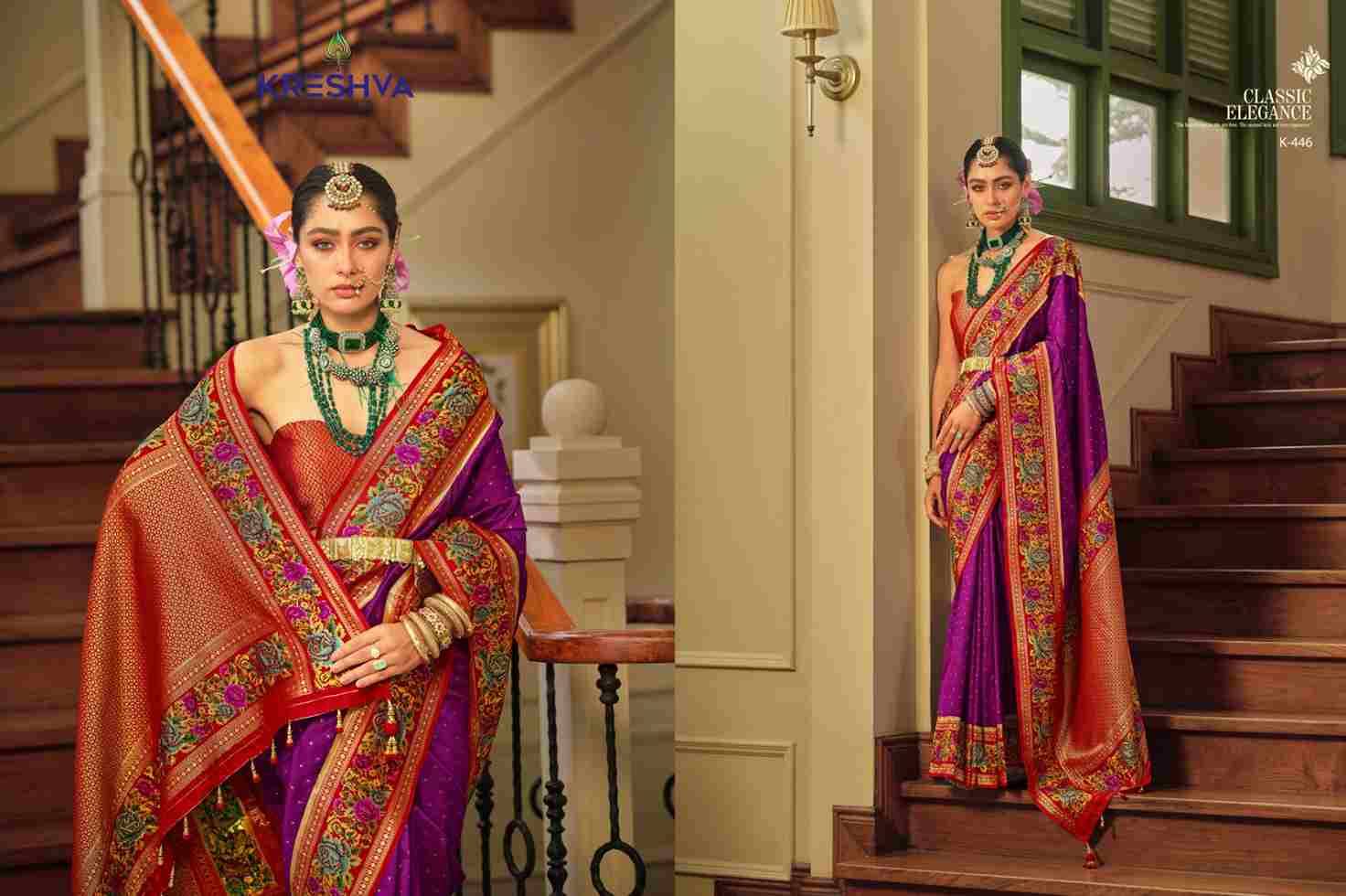 Amaya By Kreshva 445 To 453 Series Indian Traditional Wear Collection Beautiful Stylish Fancy Colorful Party Wear & Occasional Wear Banarasi Silk Sarees At Wholesale Price