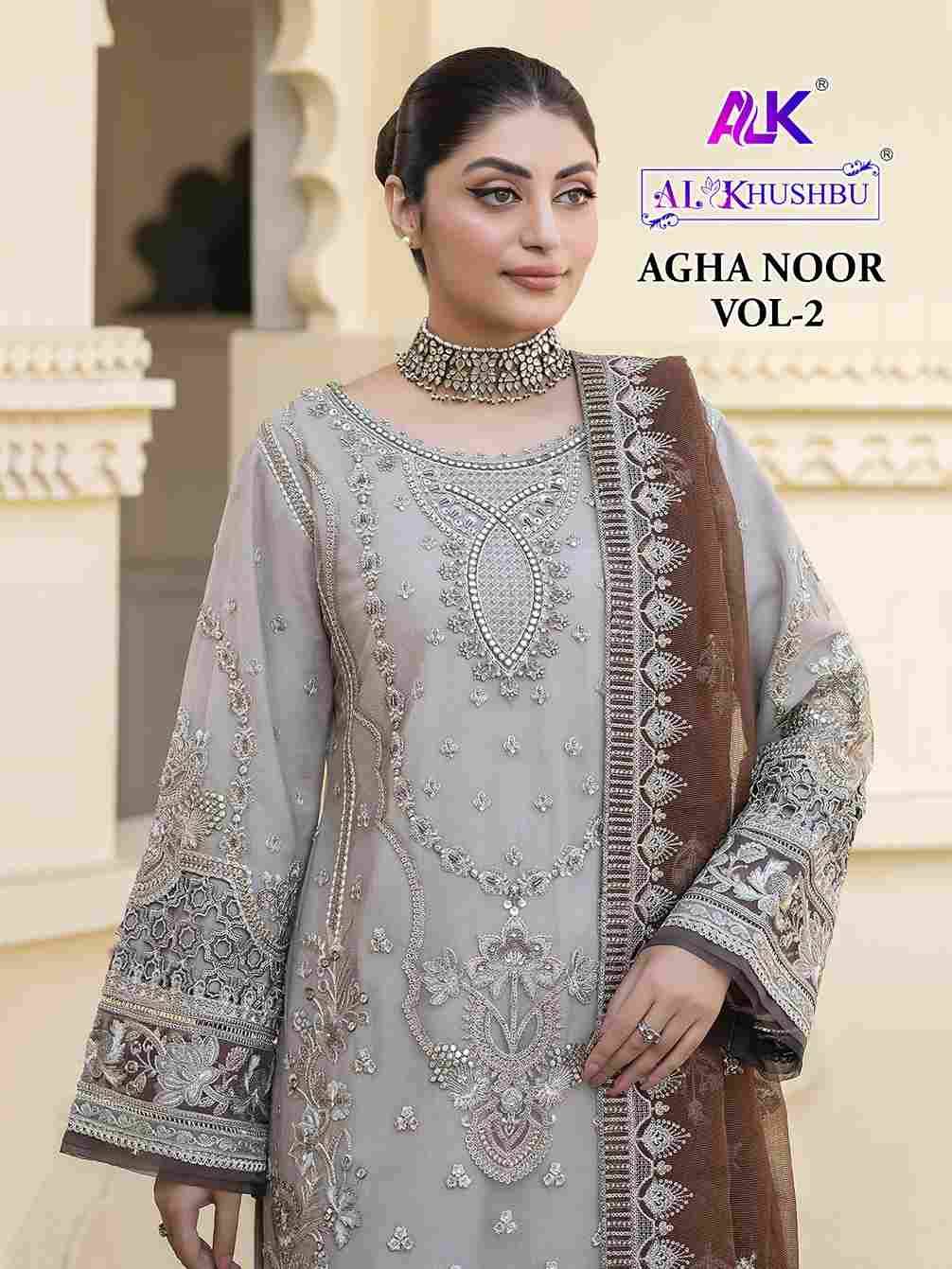 Agha Noor Vol-2 By Al Khushbu 6006 To 6008 Series Designer Pakistani Suits Beautiful Fancy Stylish Colorful Party Wear & Occasional Wear Faux Georgette With Embroidery Dresses At Wholesale Price