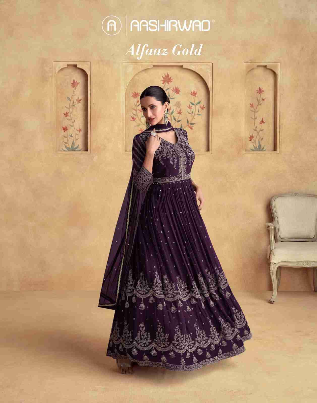 Alfaaz Gold By Aashirwad Creation 10165 To 10168 Series Beautiful Stylish Fancy Colorful Casual Wear & Ethnic Wear Georgette Gowns With Dupatta At Wholesale Price