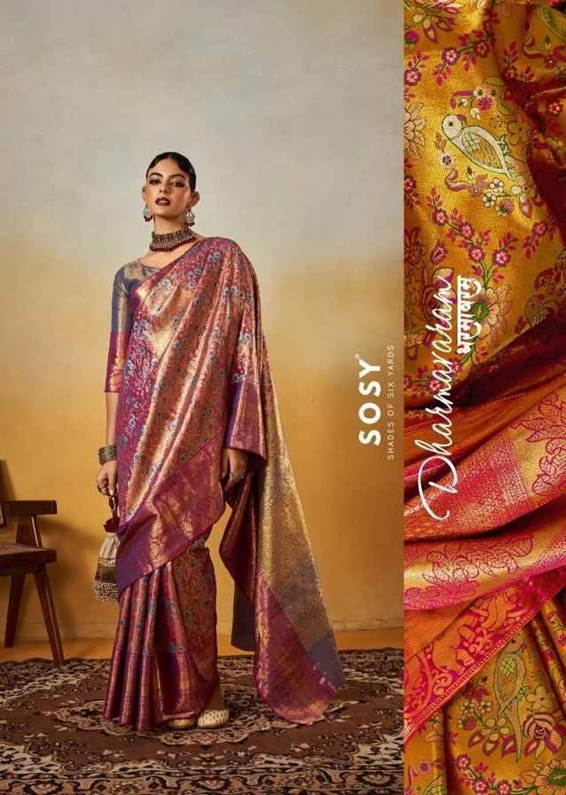 Dharamvaram By Sosy 11 To 16 Series Indian Traditional Wear Collection Beautiful Stylish Fancy Colorful Party Wear & Occasional Wear Viscose Silk Sarees At Wholesale Price