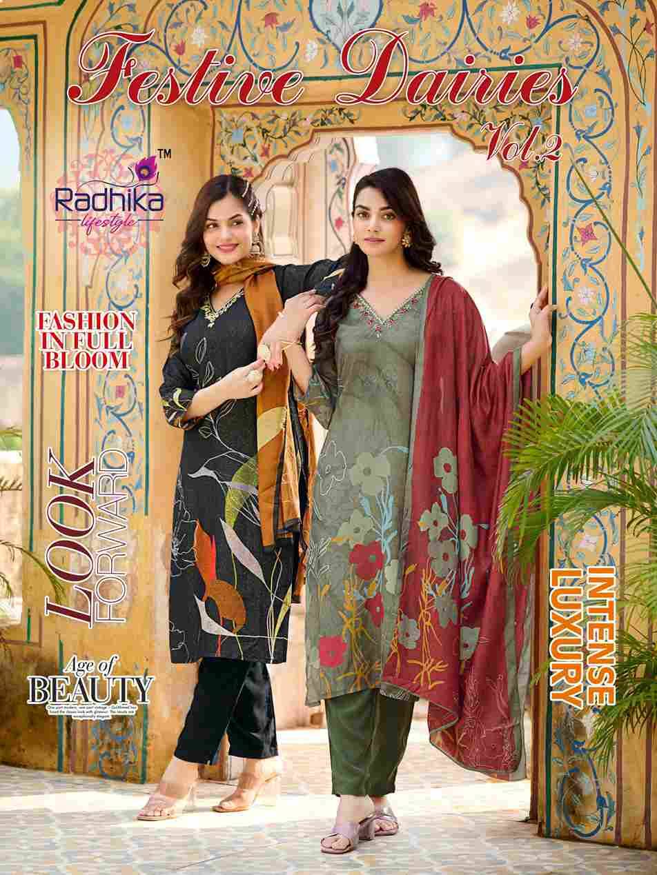 Festive Dairies Vol-2 By Radhika Lifestyle 2001 To 2006 Series Beautiful Festive Suits Colorful Stylish Fancy Casual Wear & Ethnic Wear Pure Muslin Print Dresses At Wholesale Price