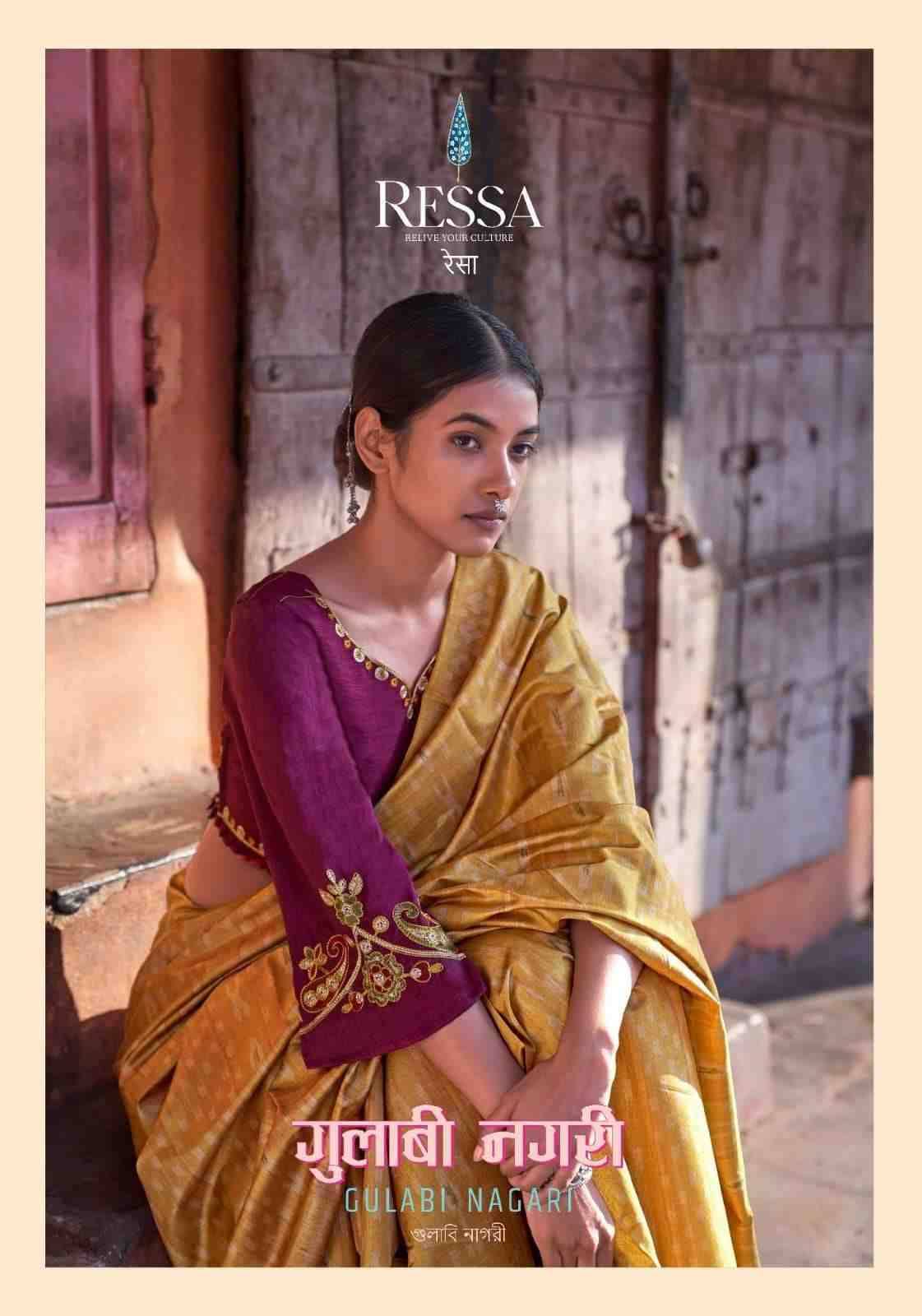 Gulabi Nagari By Ressa 101 To 108 Series Indian Traditional Wear Collection Beautiful Stylish Fancy Colorful Party Wear & Occasional Wear Fancy Sarees At Wholesale Price