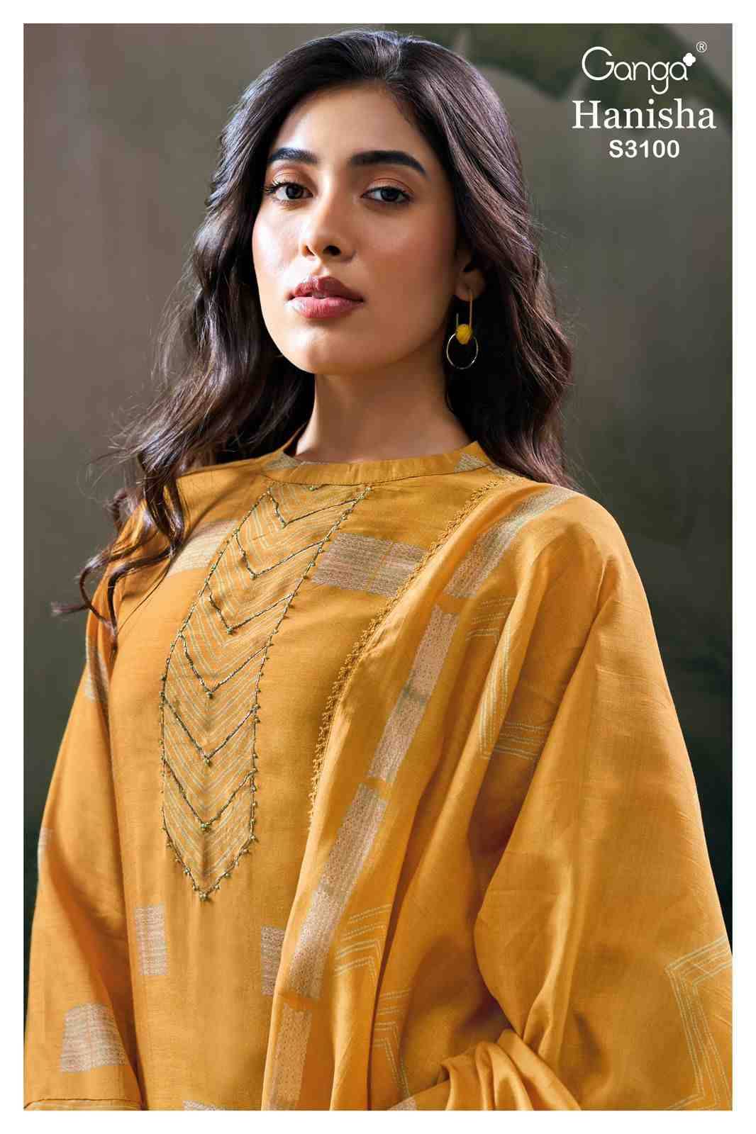 Hanisha-3100 By Ganga Fashion 3100-A To 3100-D Series Beautiful Festive Suits Colorful Stylish Fancy Casual Wear & Ethnic Wear Pure Bemberg Silk Dresses At Wholesale Price