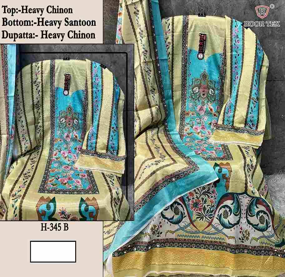 Hoor Tex Hit Design H-345 Colours By Hoor Tex H-345-A To H-345-D Series Designer Festive Pakistani Suits Collection Beautiful Stylish Fancy Colorful Party Wear & Occasional Wear Heavy Chinnon With Embroidered Dresses At Wholesale Price