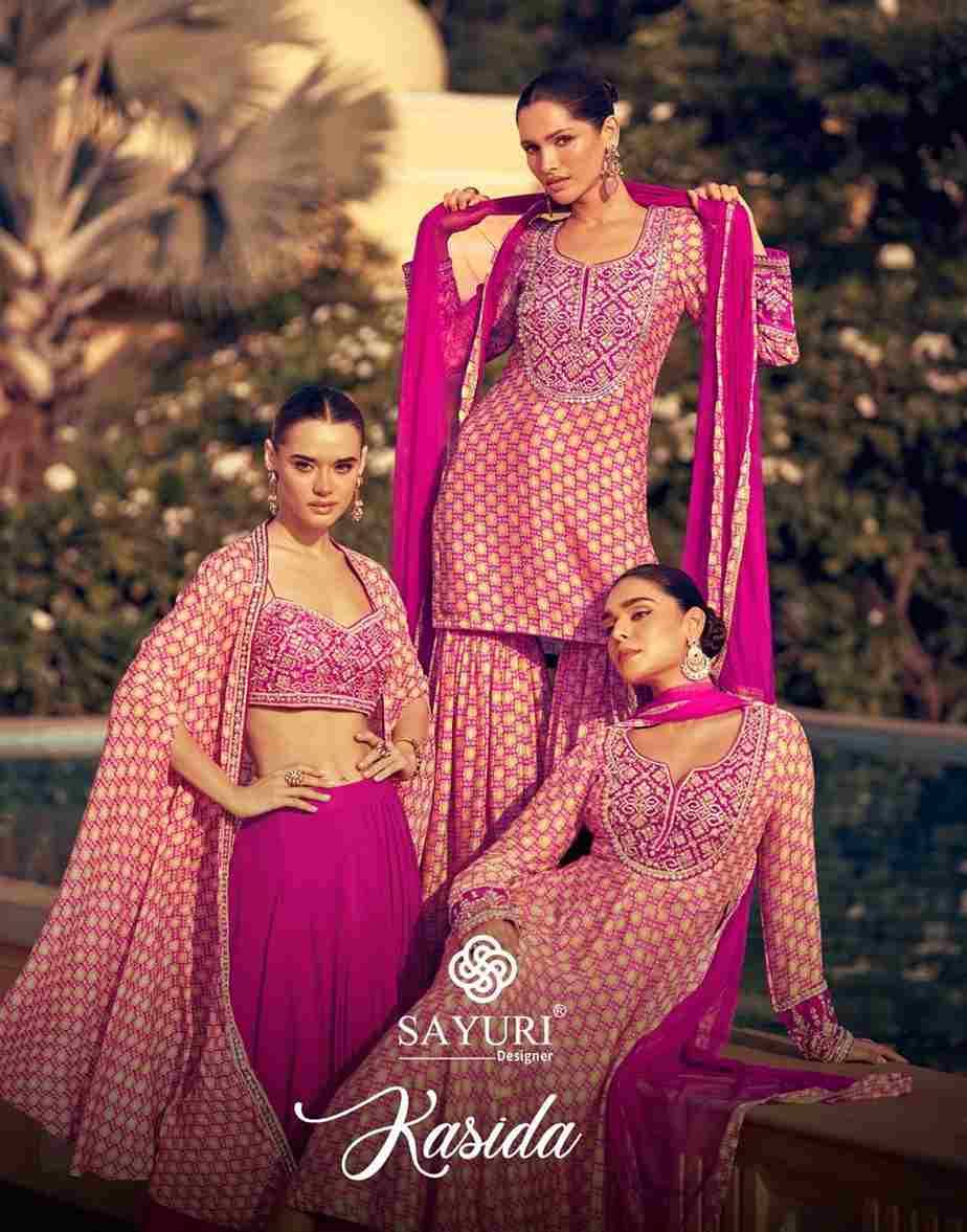 Kasida By Sayuri 5712 To 5714 Series Designer Festive Stylish Fancy Colorful Beautiful Party Wear & Ethnic Wear Collection Chinnon Silk Dresses At Wholesale Price