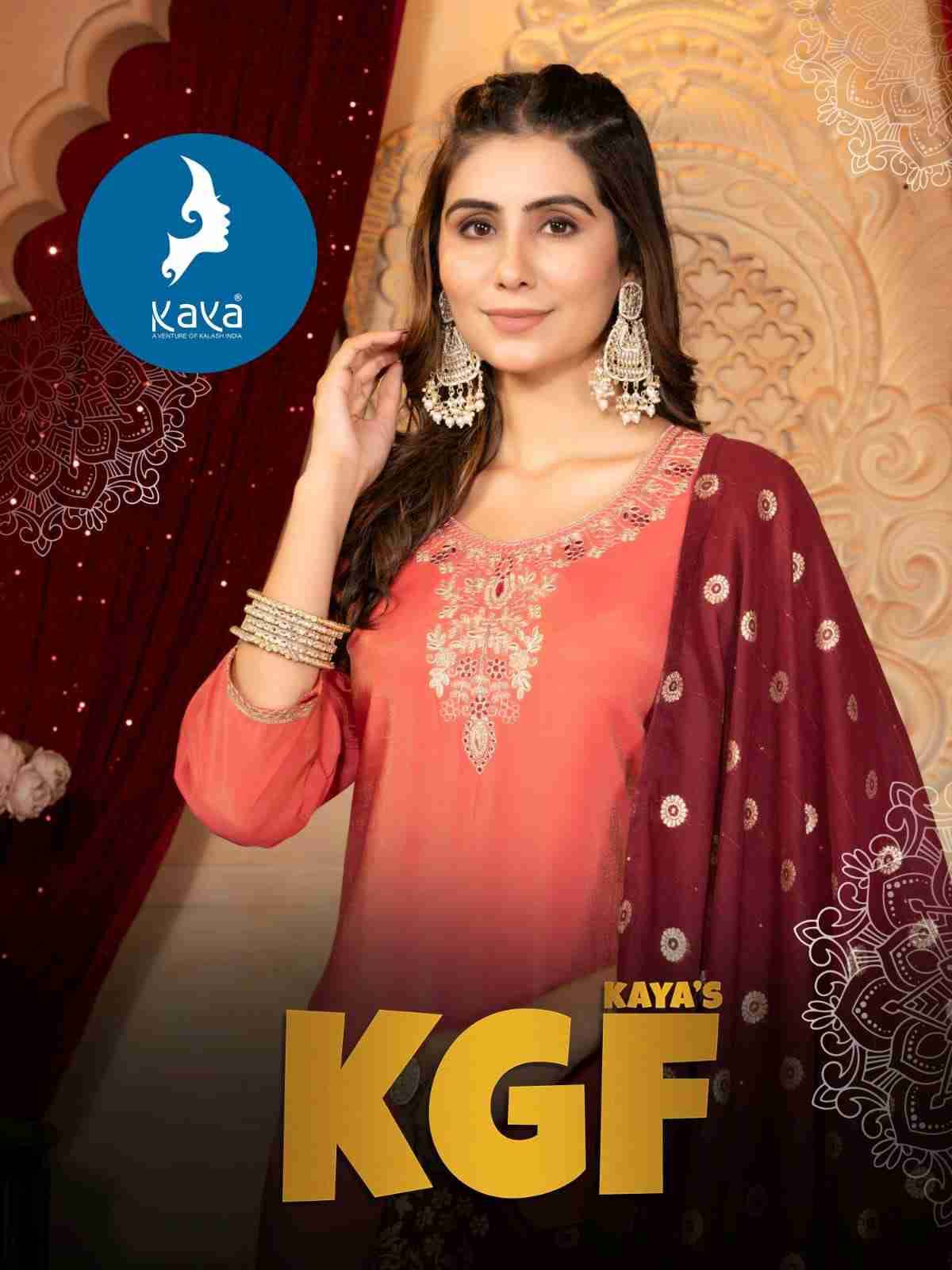 KGF By Kaya 01 To 06 Series Designer Festive Suits Collection Beautiful Stylish Fancy Colorful Party Wear & Occasional Wear Roman Shimmer Print Dresses At Wholesale Price