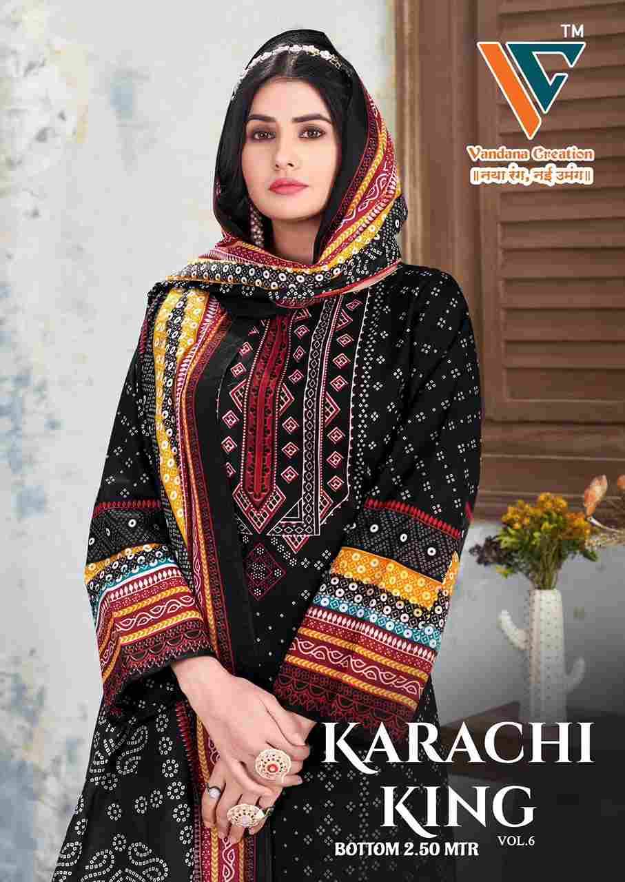 Karachi King Vol-6 By Vandana 6001 To 6008 Series Beautiful Festive Suits Stylish Fancy Colorful Casual Wear & Ethnic Wear Cotton Print Dresses At Wholesale Price